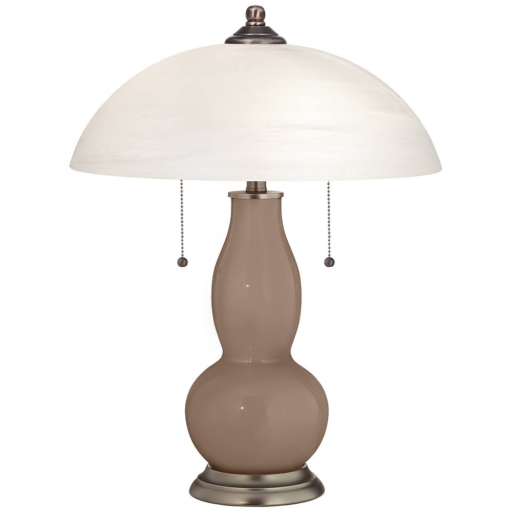 Color + Plus Mocha Gourd-Shaped Table Lamp with Alabaster Shade, Brown OJW5_Z2KDQ36