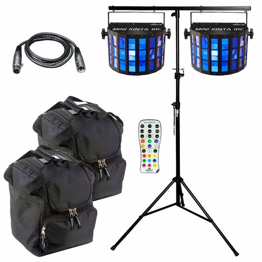 Chauvet DJ Mini Kinta IRC RGBW LED Derby DJ Light Pair + Stands + Remote + Bags KZQ5_D1UIA32