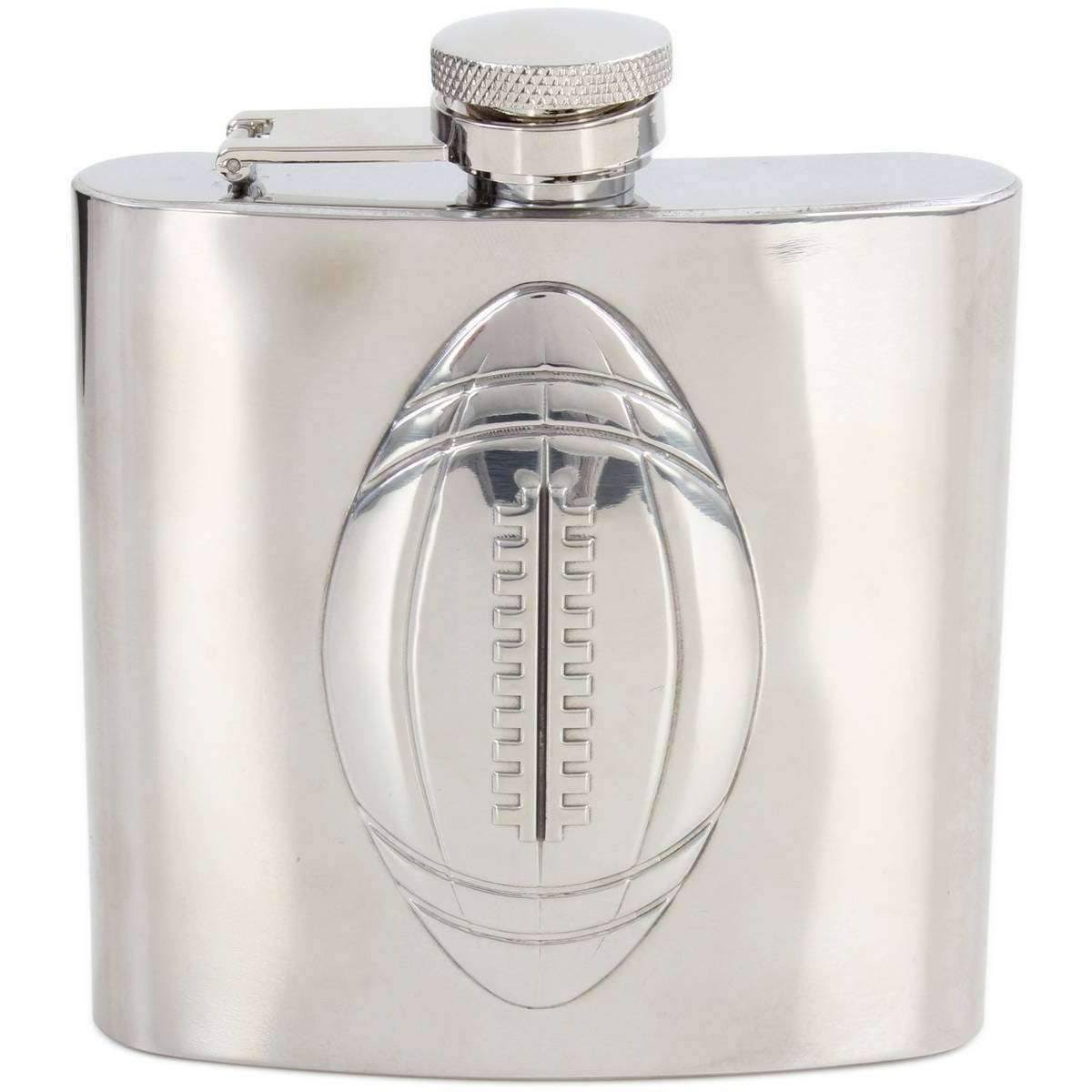 David Van Hagen Silver 6oz Rugby Stainless Steel Hip Flask LNX0_W8JDS20