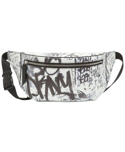 Dkny Tilly Belt Bag Fanny Pack Graffiti Black White Leather Zip Around LRW5_P9EUP23