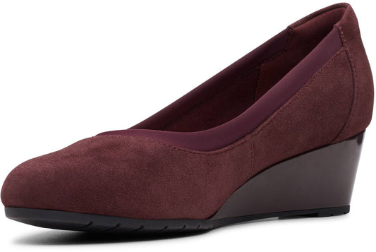 Clarks Mallory Berry (Burgundy Suede) Womens Wedge Shoes JTS5_W0THC33