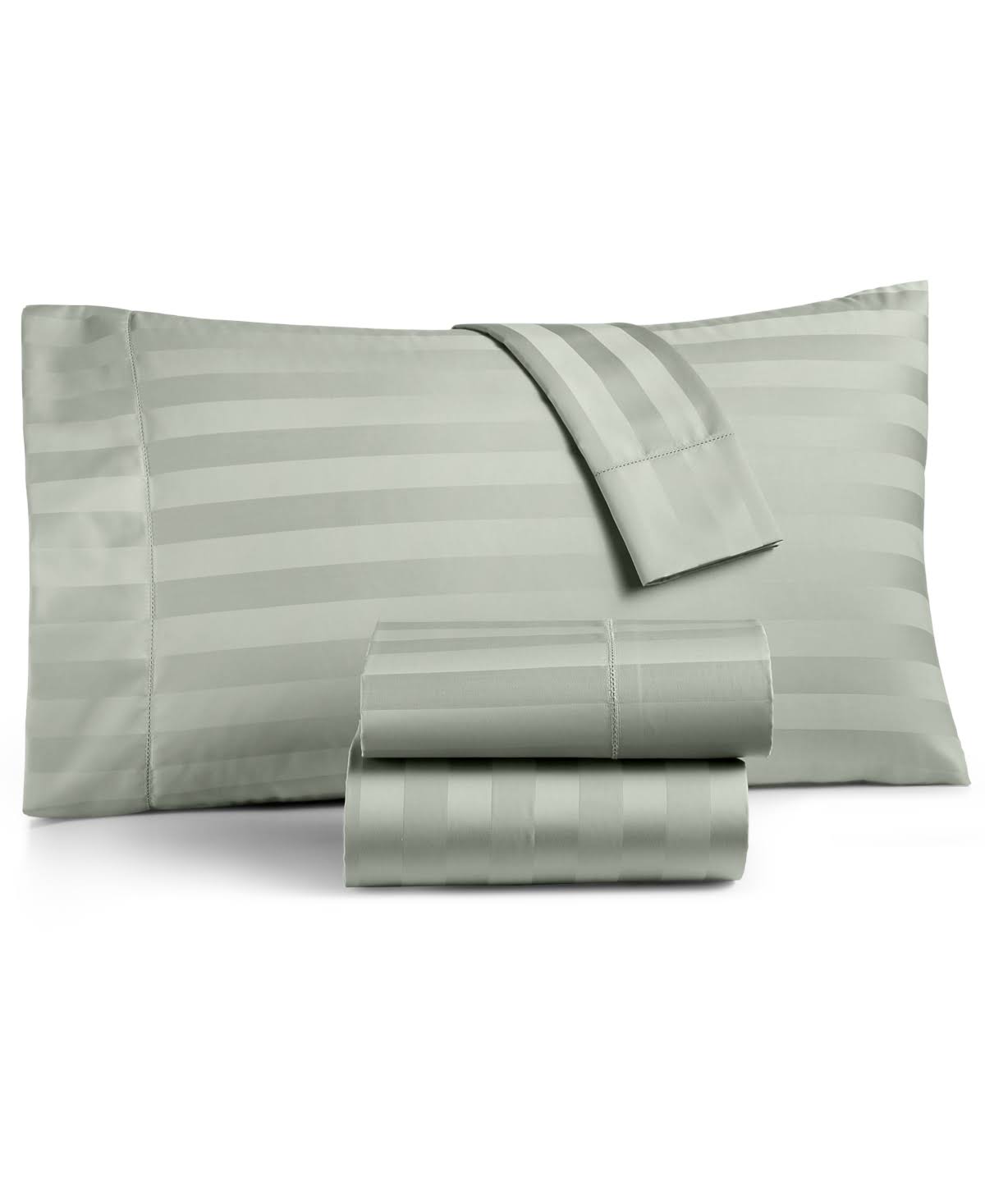 Charter Club Damask Stripe 550 Thread Count Full 4 Pieces Sheet Set Supima Cotton Glacier (Light Green) YKY1_L4WFU38