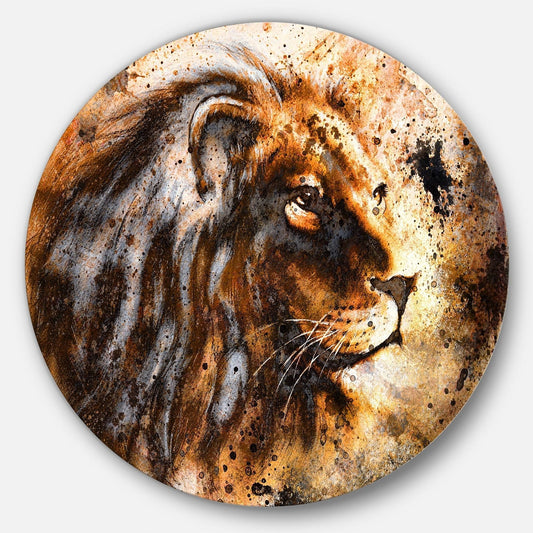 Designart Lion Collage Animal Glossy Large Disk Metal Wall Art - 11 x 11 - Disc of 11 inch NYO7_S7FHW27