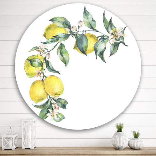 Designart Branch of Yellow Lemons and Leaves II Tropical Metal Circle Wall Art - 29x29 - Disc of 29 inch QAW5_Y5YJG84