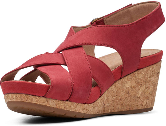 Clarks Un Capri Step Platform Wedge Sandal - Red - 10 W GGB2_N4EMK14