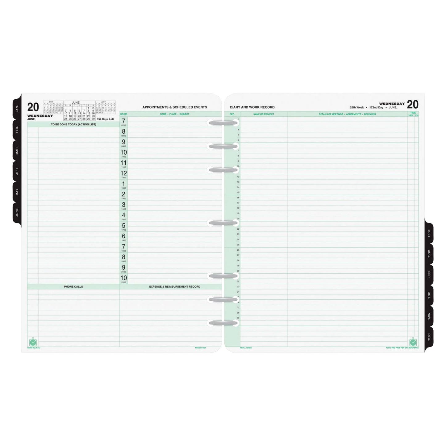 Day-Timer Folio - Reference planner refill - day to view - 8.5 in x 11 in - white paper - 7 holes VUM2_T3YHX03