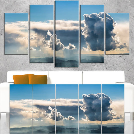 Designart PT11539-401 5 Piece Heavy Clouds in Sky Panoramic View Landscape Art Canvas Print, 60 x 28x22 WRF1_O9MWL20