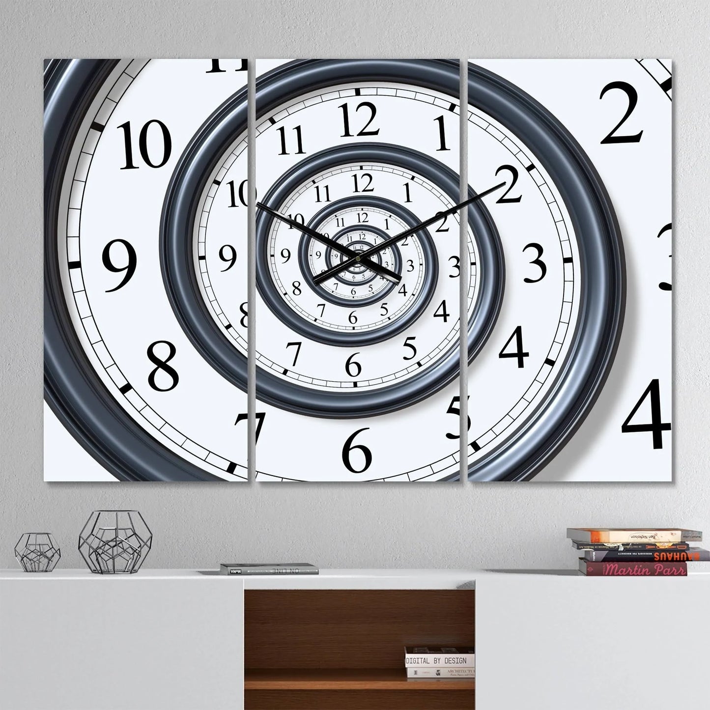 Designart &Time Spiral Analog Wall& Modern Wall Clock, Size: 28 inch x 36 inch XVQ4_Z5ABD39