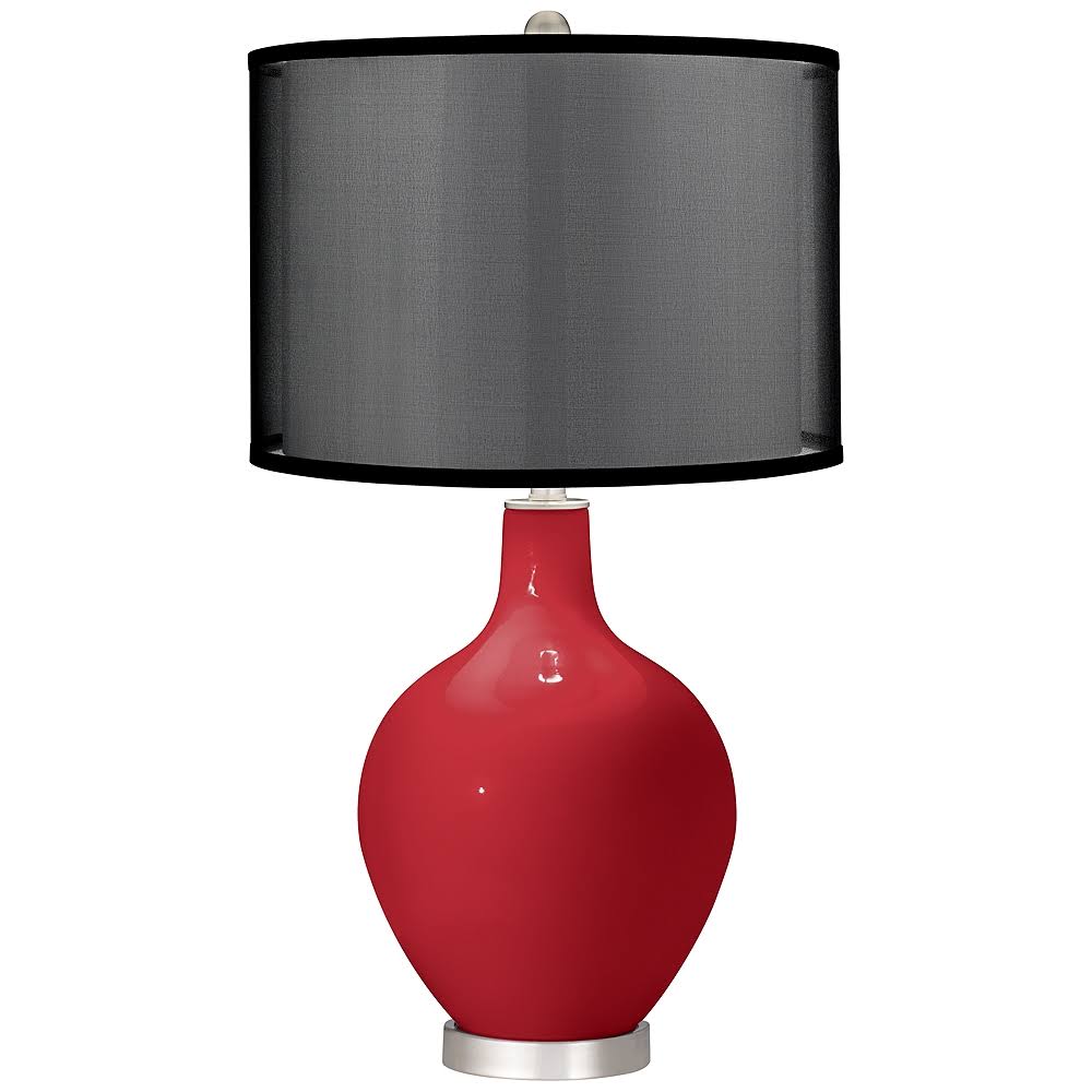 Color + Plus Ribbon Red Ovo Table Lamp with Organza Black Shade UGH6_Y9AHF57