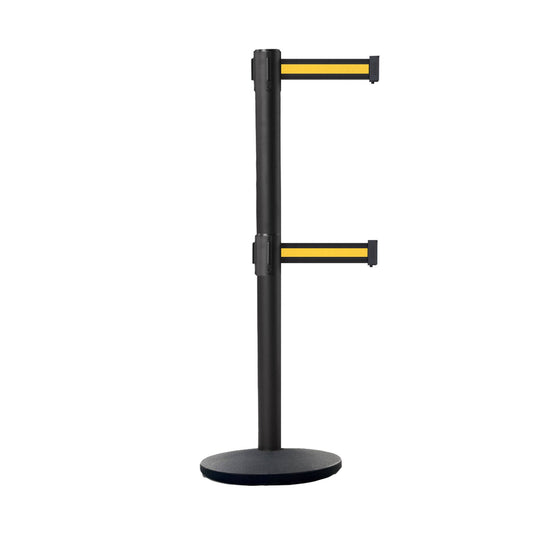 CCW Series IRBB-100D Retractable Belt Barrier Black Post, Cast Iron Base - 11 ft. Belt by Crowd Control Warehouse DCG5_E9XYW54