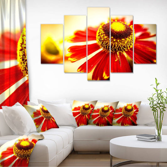 Design Art Beautiful Flower on Yellow Background 5 Piece Photographic Print on Wrapped Canvas Set GQO5_Q1JRM48