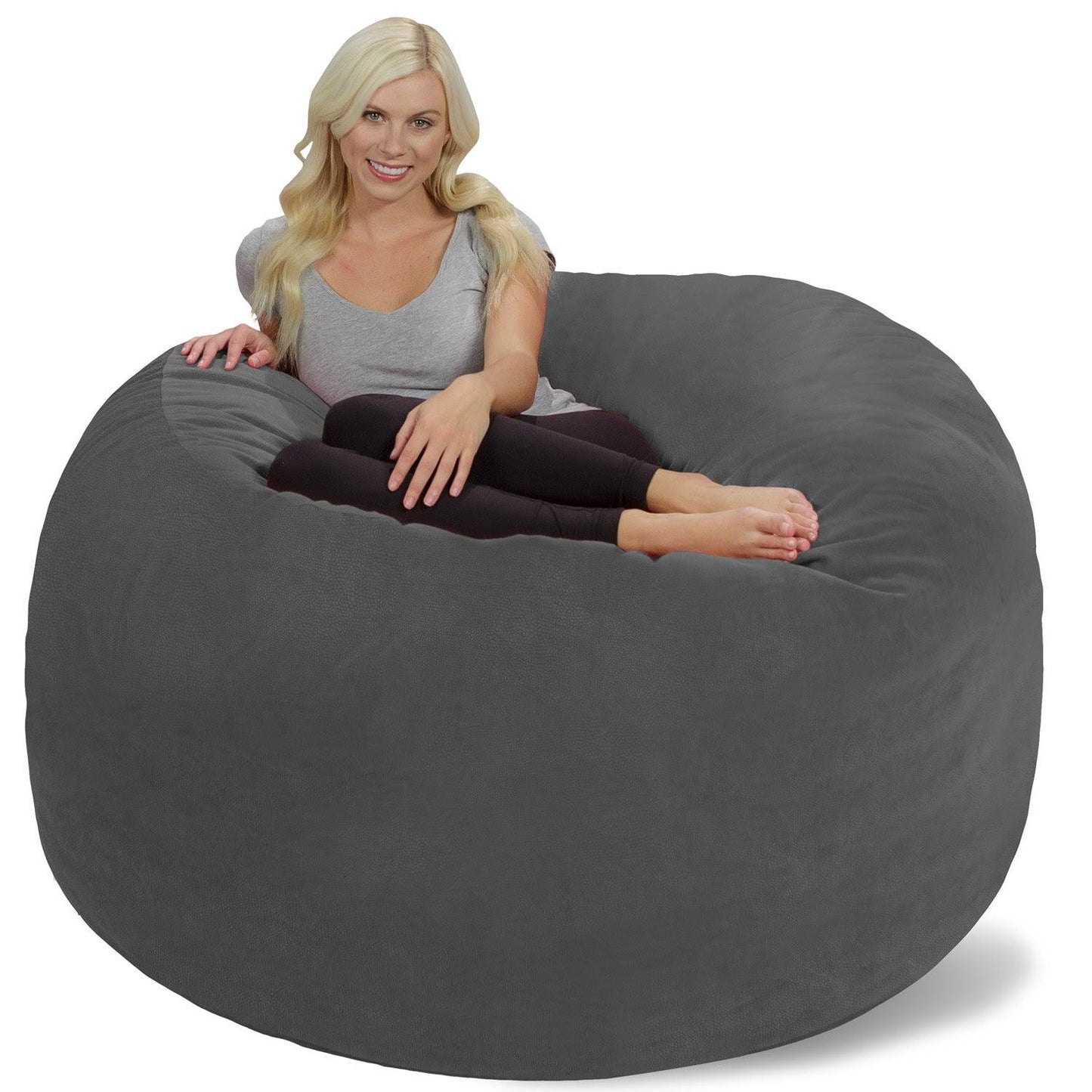 Chill Sack Bean Bag Chair, 6-Feet, Pebble - Gray - Cover Only VLY5_Z6RHX46