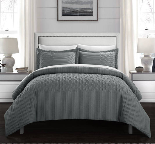 Chic Home BCS12739-US 3 Piece Jazzmyn Comforter Set - Grey King Size BOU5_R1VKC02