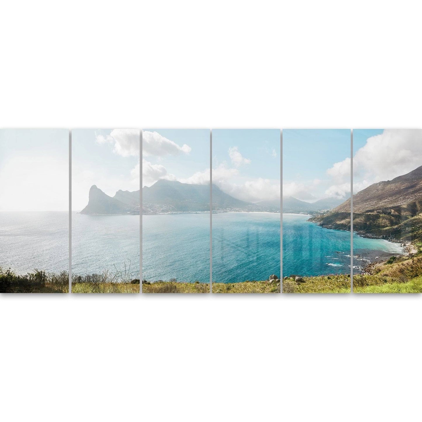 Designart Hout Bay from Chapman Peak Seashore Glossy Metal Wall Art 70 in. Wide x 28 in. High - 6 Panels MT14311-732 UCQ2_M6KLV42