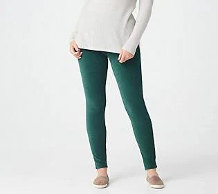 Denim Co. Pull-On Stretch Knit Cord Leggings, Size 2X, Dark Pine Green BTP1_Y5DVN60