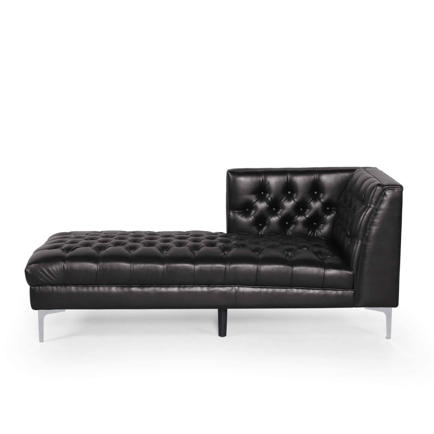 Christopher Knight Home Tignall Chaise Lounge, Midnight Black + Silver BUR8_O4IND74