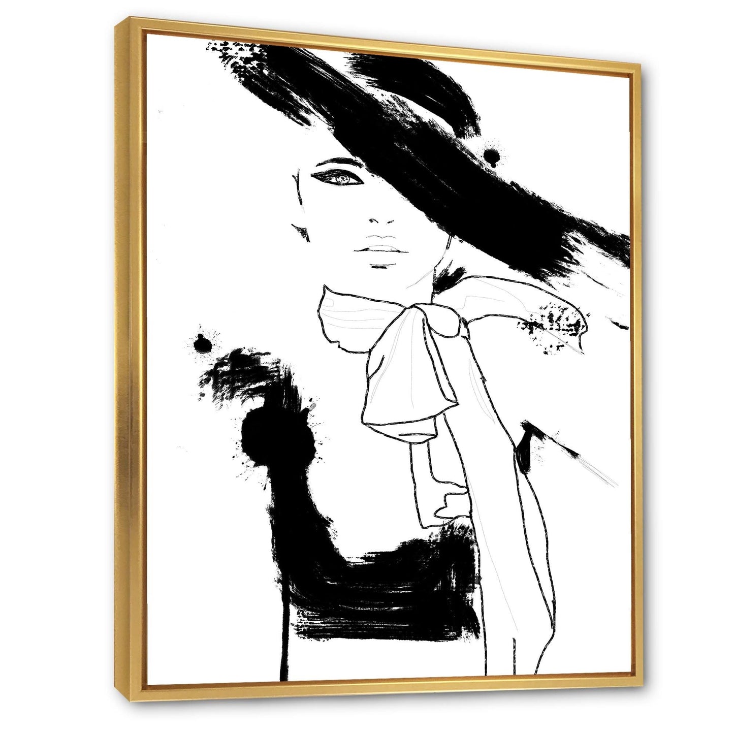 Designart &Beautiful Model Haute Couture Fashion Woman II& Modern Framed Canvas Wall Art Print - 16 in. Wide x 32 in. High - Gol WTG1_B9BZX13