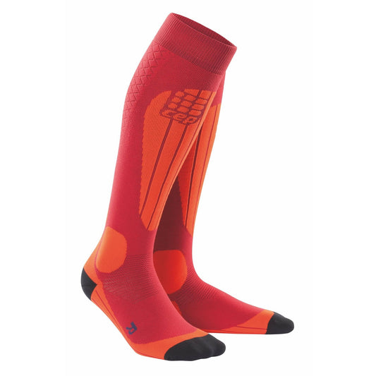 CEP Womens Progressive+ Ski Thermo Compression Socks Cranberry/Orange - III ZIT5_Z7YVR44