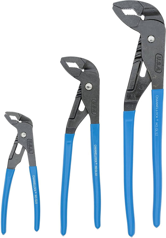 Channellock GLS-3 Griplock 3 Piece Tongue and Groove Pliers Set - 6.5, 9.5, 12. POT5_Q1LAZ07