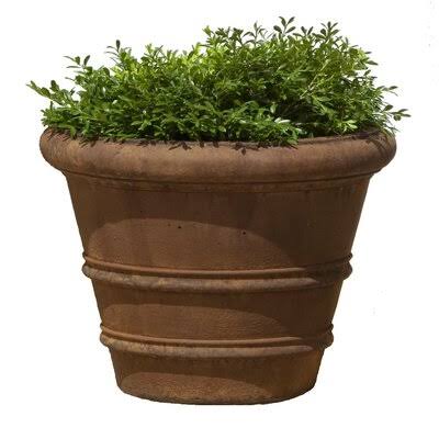 Classic Rolled Rim Stone Pot Planter Aged Limestone 20.5x22 H x 27x22 W x 27x22 D QDP3_I6SWZ45