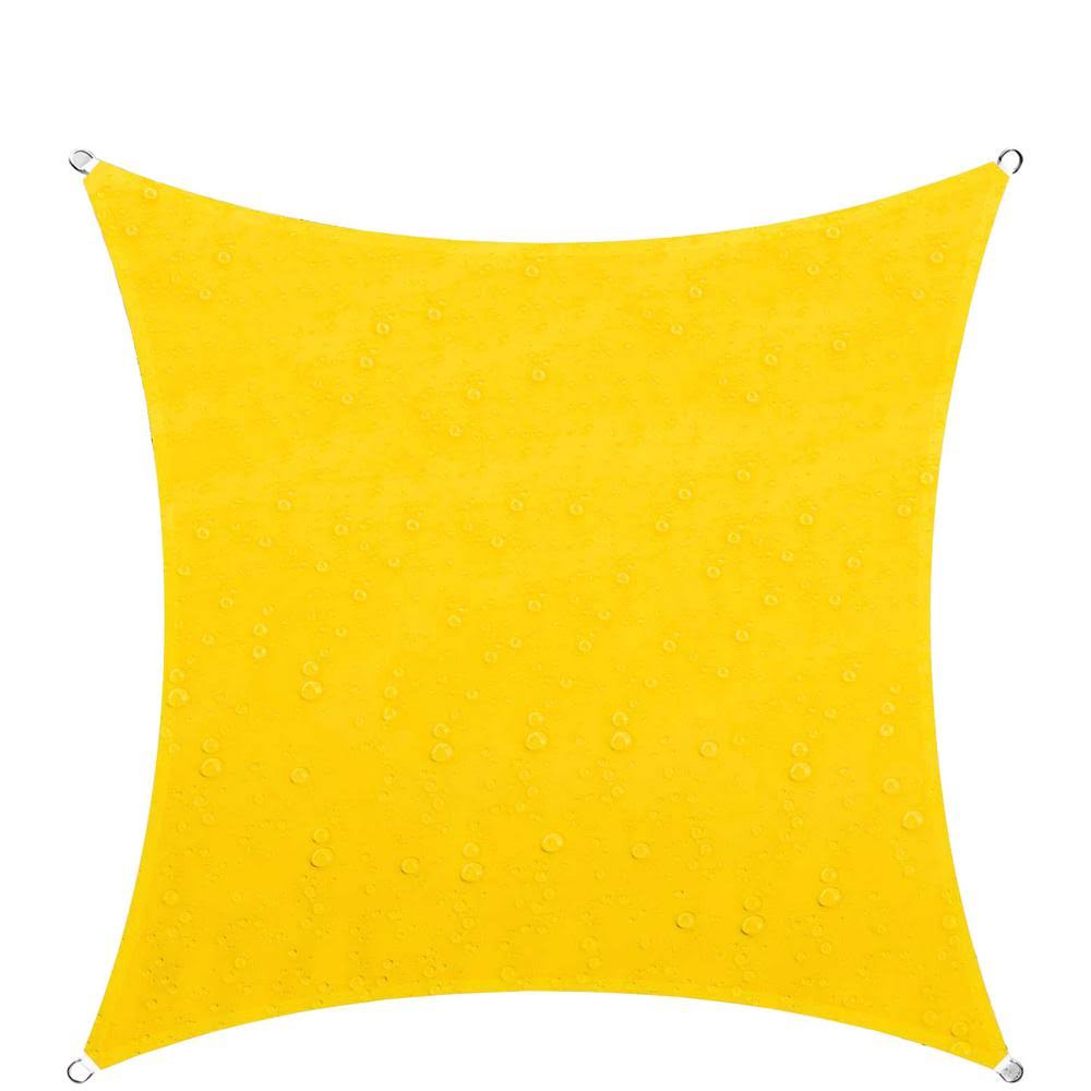 ColourTree 14 ft. x 14 ft. 220 GSM Waterproof Yellow Square Sun Shade Sail Screen Canopy, Outdoor Patio and Pergola Cover HMJ4_N3IWL94