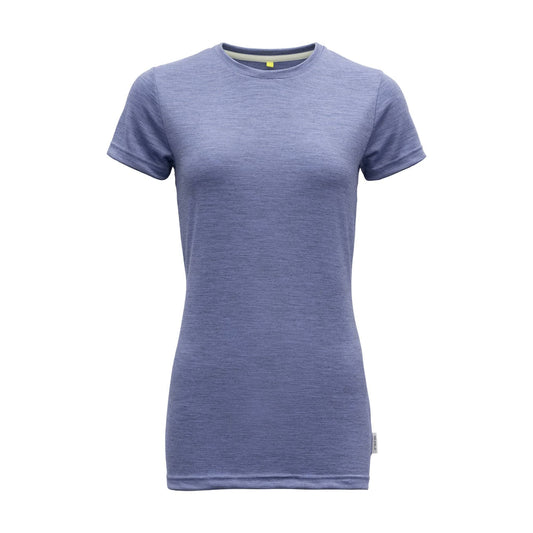 Devold Eika Woman Tee Blue, Womens Merino Short-sleeved T-Shirt, Size L - Color Bluebell Melange AOJ7_Z8OHI32