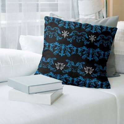 Detroit Football Baroque Square Pillow Cover East Urban Home Color: Black/Navy/White, Size: 20x22 x 20 YIQ8_D5VOP76