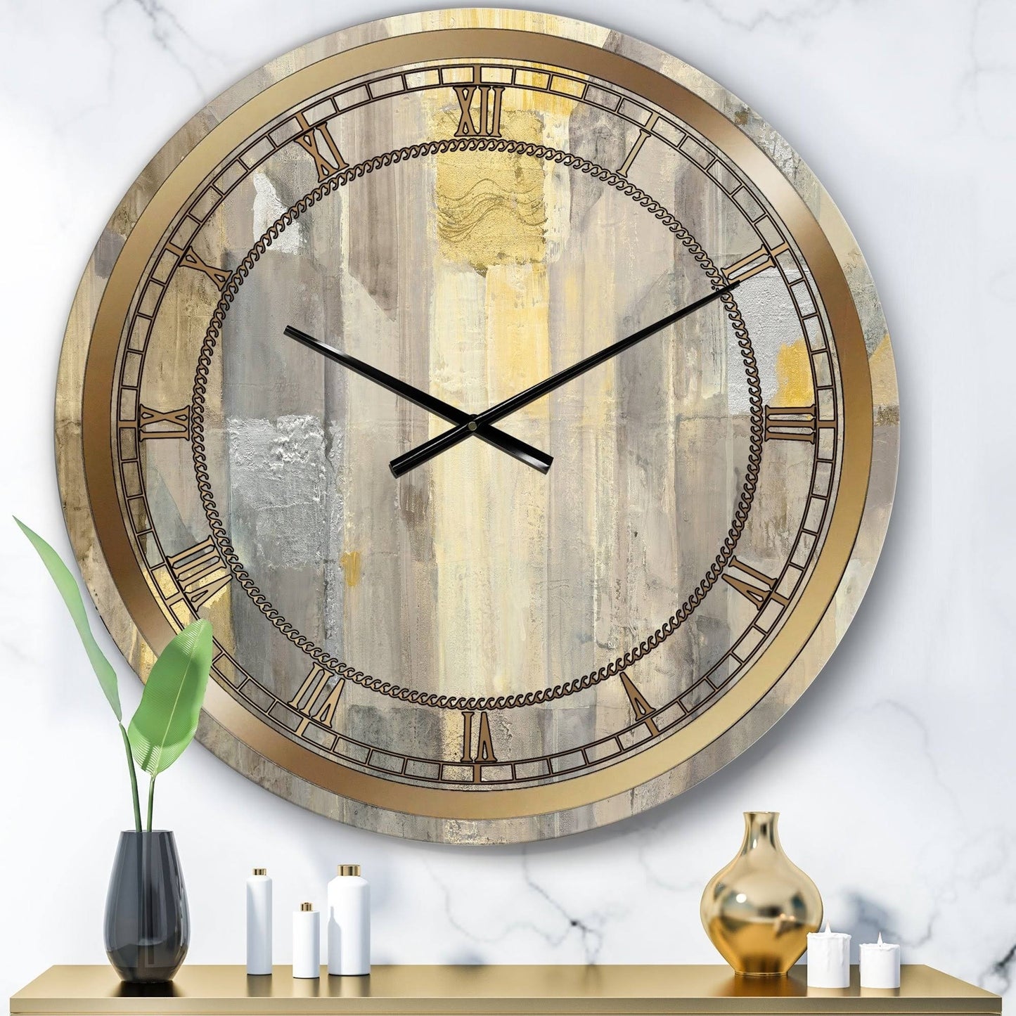 Designart Gold Watercolor Glam Wall Clock - 23x23 DKO8_V4GAA35