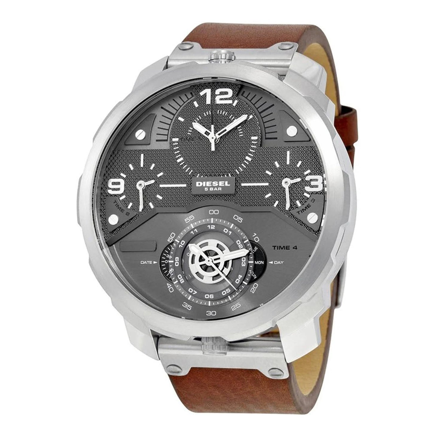 Diesel DZ7360 Mens Machinus Leather Quartz Watch - Brown KMJ2_H5XDL43