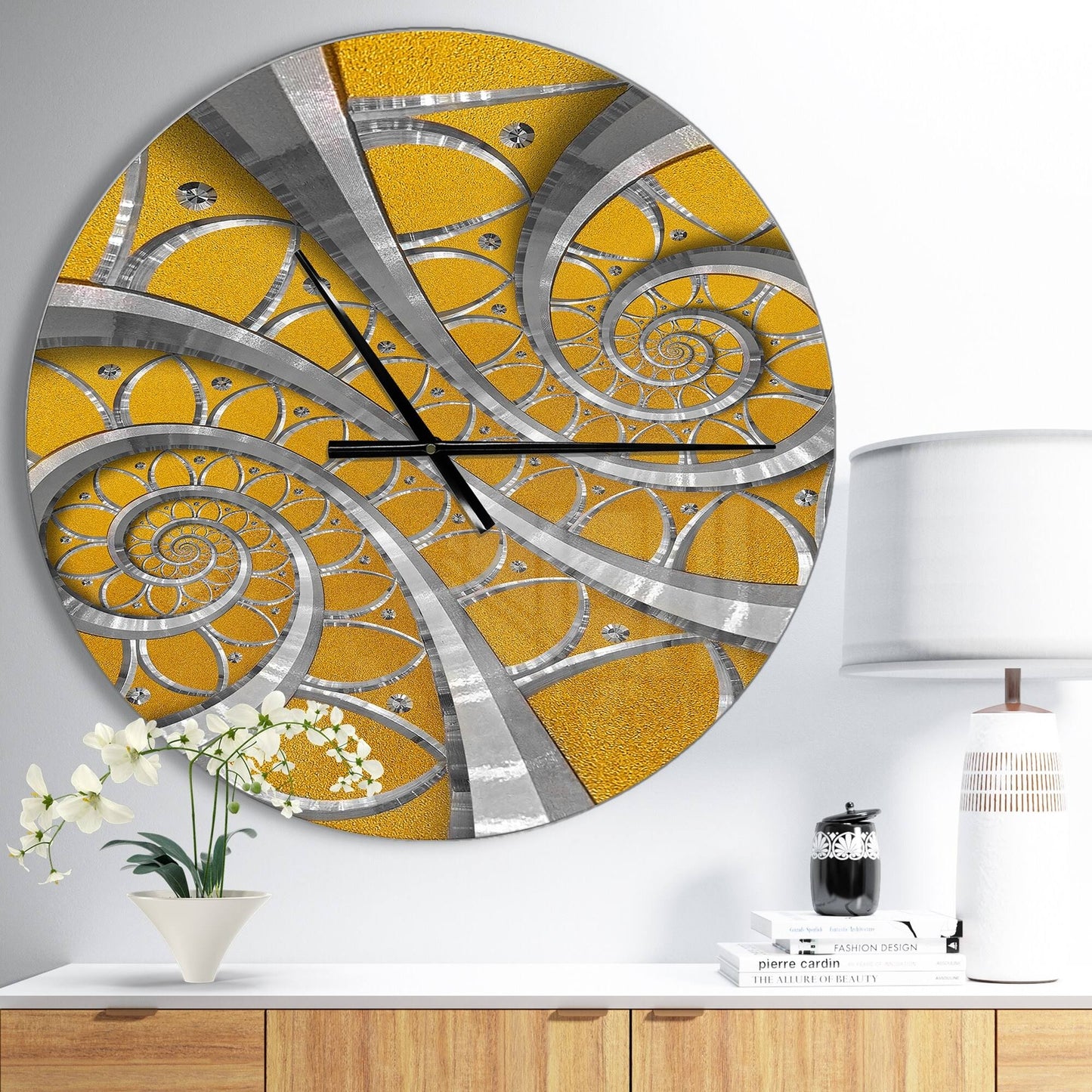 Designart Time Spiral in Antique Style Oversized Contemporary Wall Clock - 23 in. Wide x 23 in. High HMS8_Q8JCN85