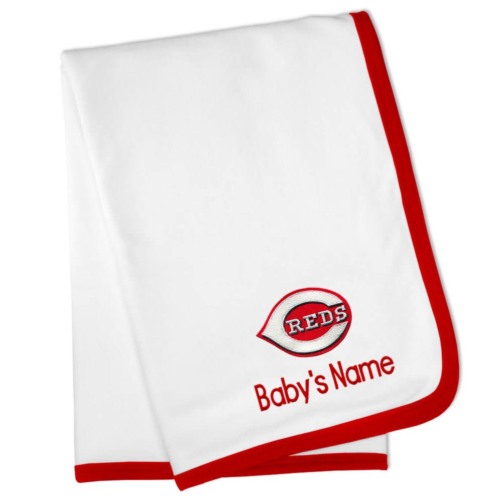 Cincinnati Reds Personalized Baby Blanket - White PLL0_W7ATZ10