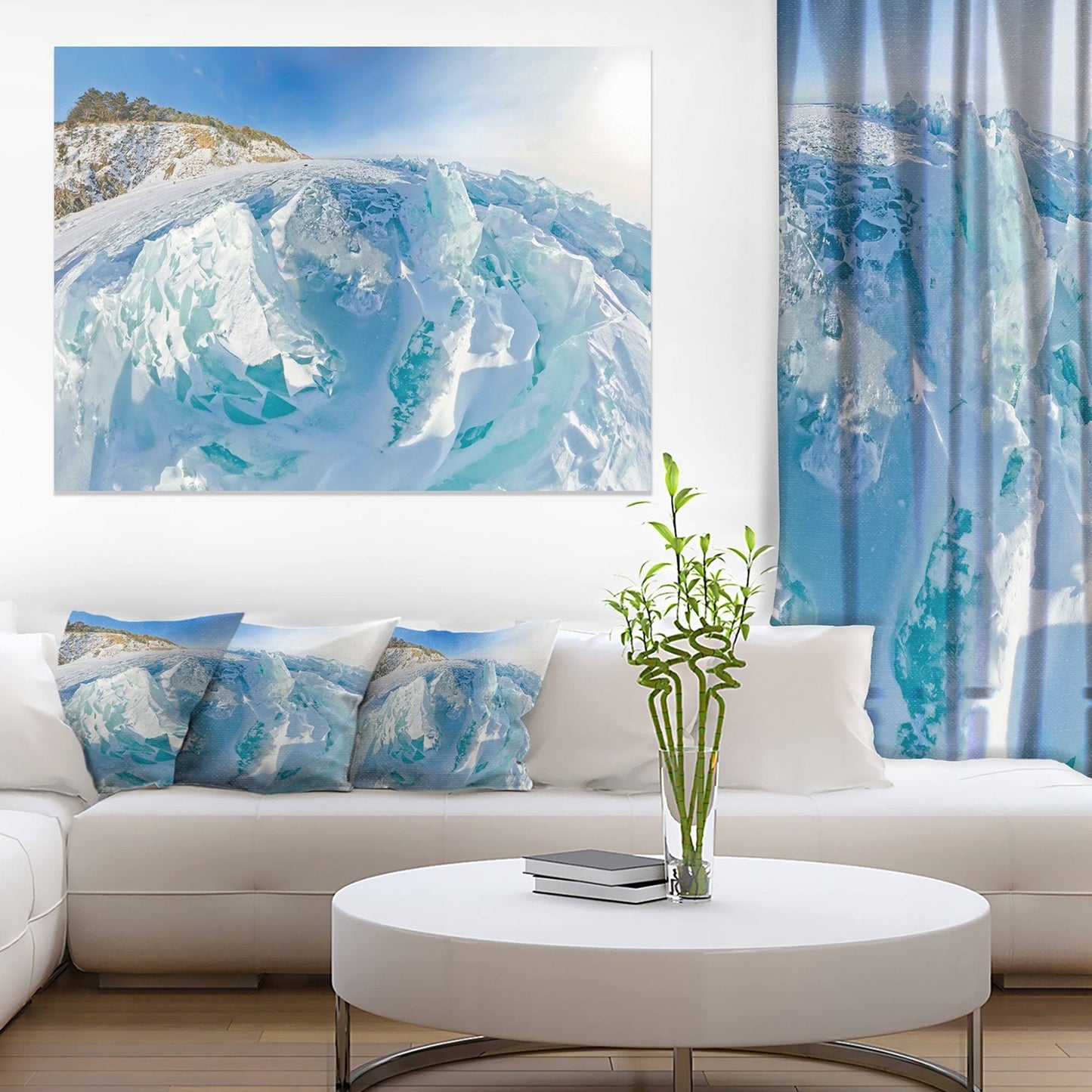 Designart PT11738-40-30 Blue Ice Mountains in Lake Baikal Siberia Landscape Artwork canvas,Blue,40x30x22 WGT8_W7JDL24