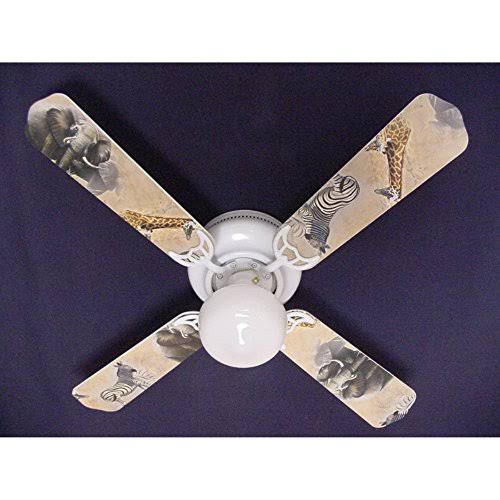 Ceiling Fan Designers 42FAN-ANI-ASEZ New African Safari Elephant Zebra Ceiling Fan 42 inch OGJ1_F5RVO59