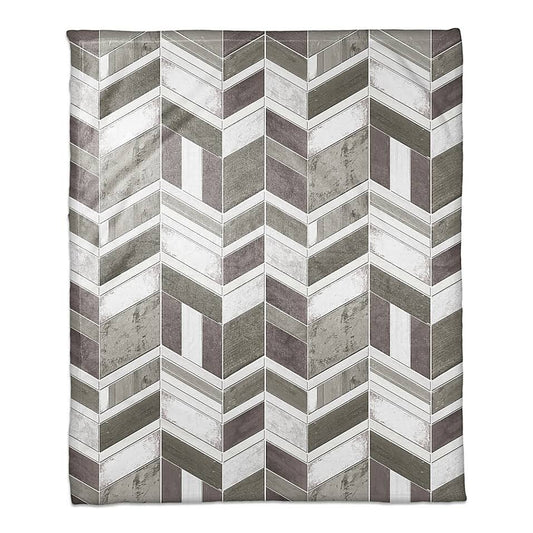 Chevron Throw Blanket in Greige Grey/White ZZA6_K9RNW41