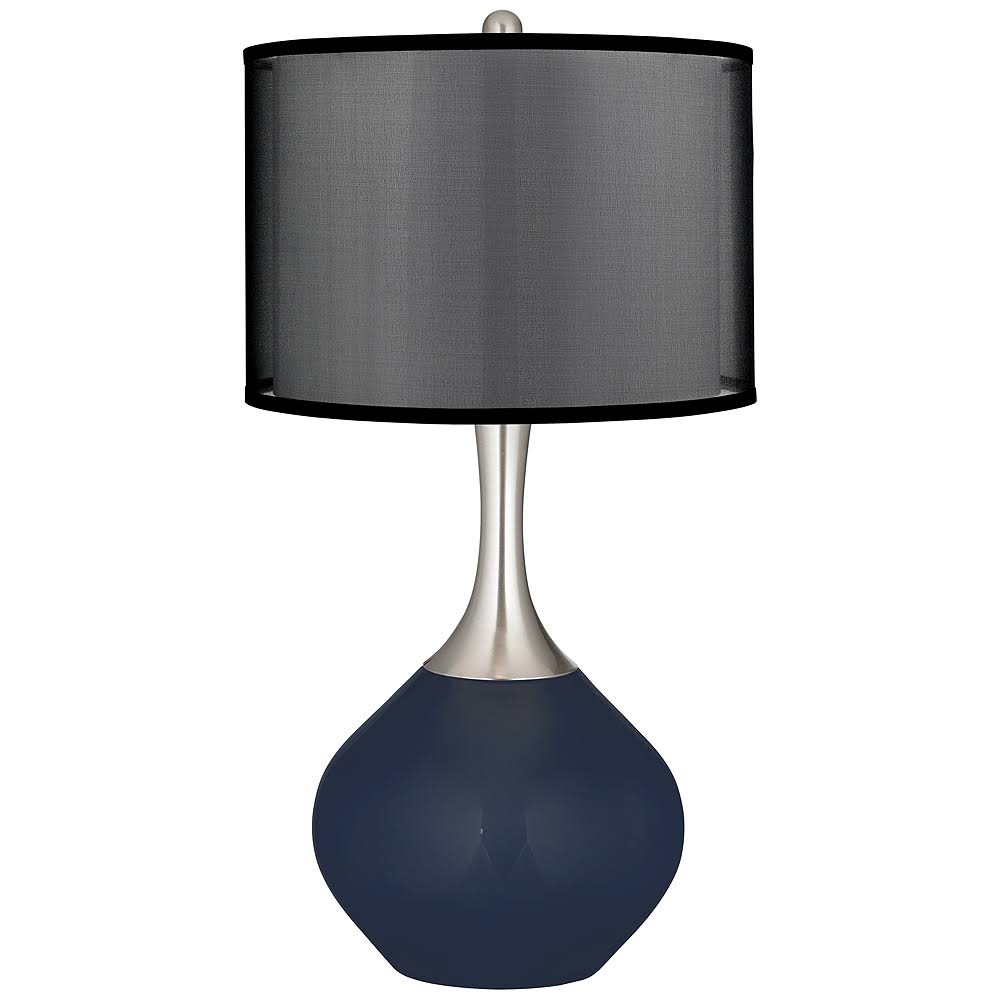 Color + Plus Naval Spencer Table Lamp with Organza Black Shade, Blue YYP8_P5FFI84