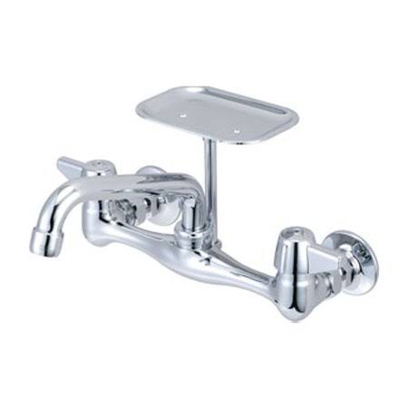 Central Brass Wall Mount 2-Handle Kitchen Faucet, 8 inch Centers, 8 inch Spout, Soap Dish, Chorme NOZ3_F1KPN42