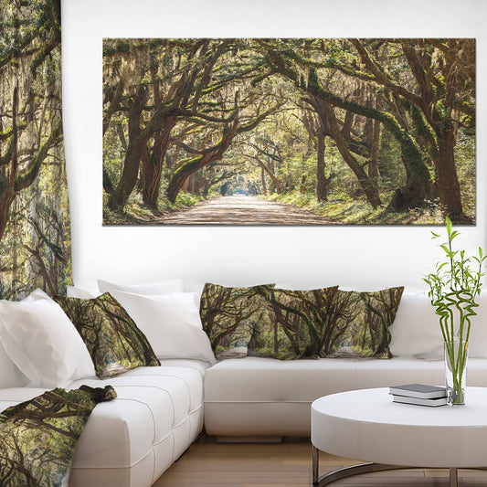 Design Art Trees Tunnel in Botany Bay Photographic Print on Wrapped Canvas, Size: 28 inch x 60 inch, Green TQY0_T0ONV51