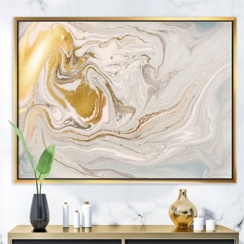 Designart 36x22 x 24x22 Pastel Glitter Marble Fabric Canvas Wall Art in White - FL24718-36-24-GD UFV8_O4FWN06